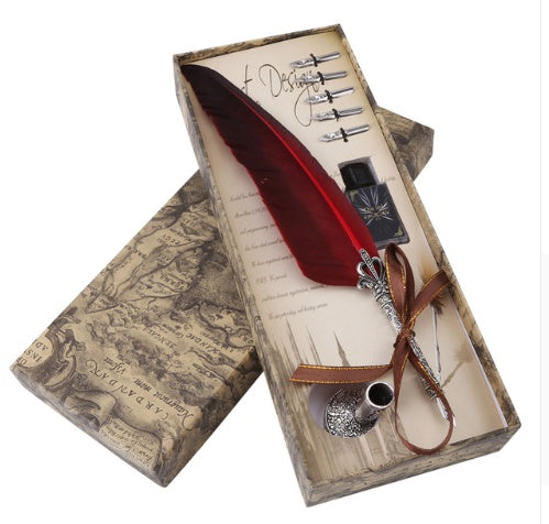 Vintage feather pen set