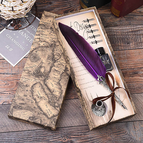 Vintage feather pen set