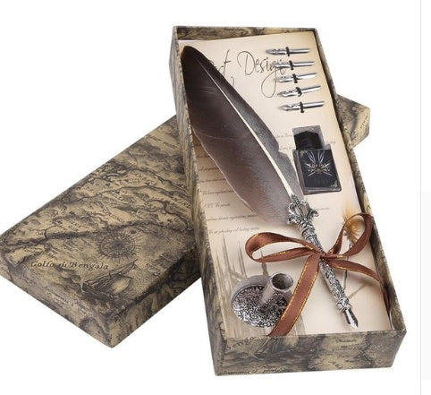 Vintage feather pen set