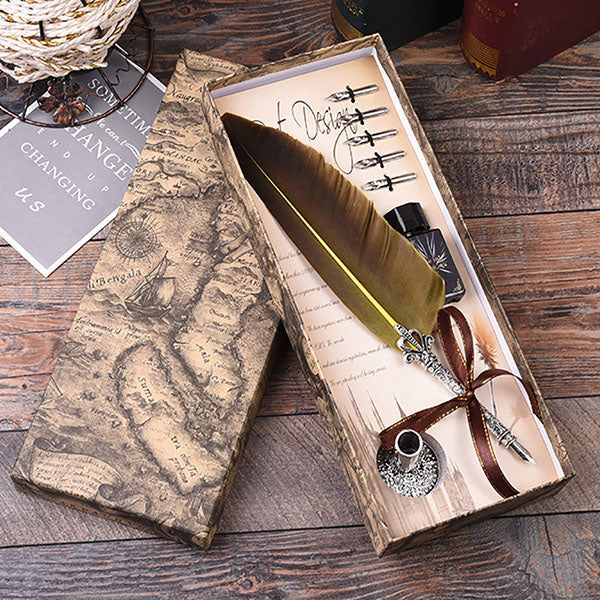 Vintage feather pen set