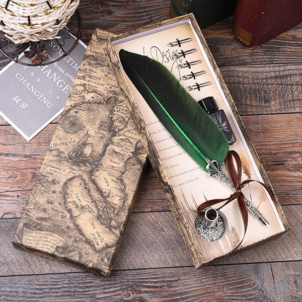 Vintage feather pen set